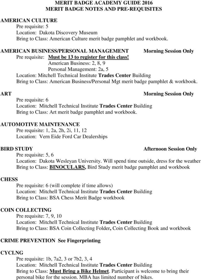 Merit Badge Academy April 30 Mitchell Technical Institute
