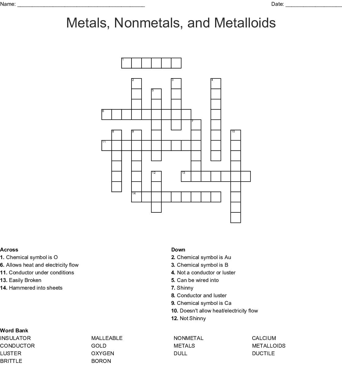 Metals Nonmetals And Metalloids Worksheet  Netvs