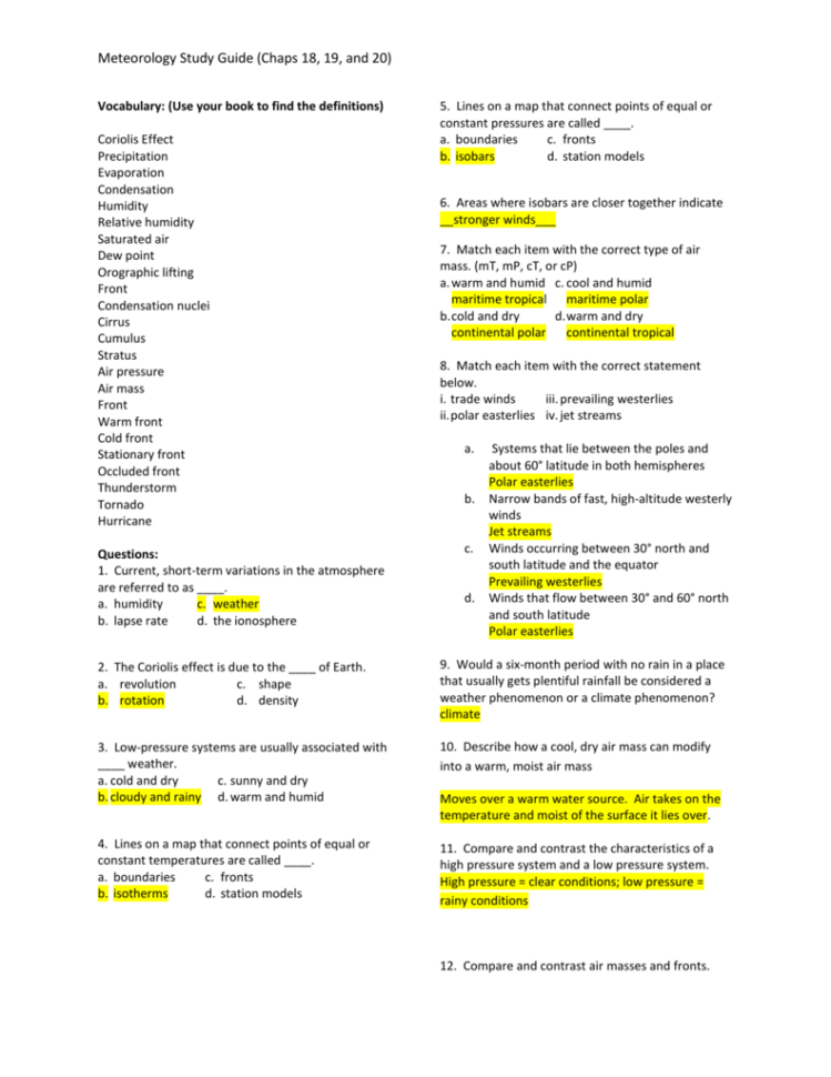 Meteorologystudyguideanswers