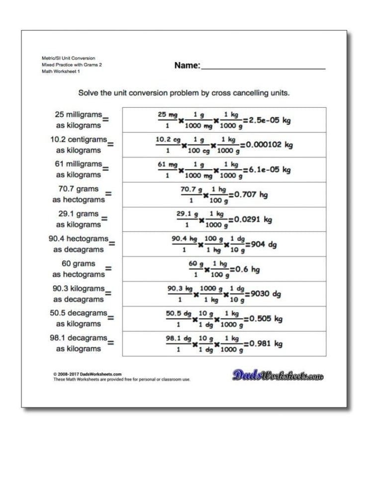 Metric Conversion Practice Worksheet  Soccerphysicsonline