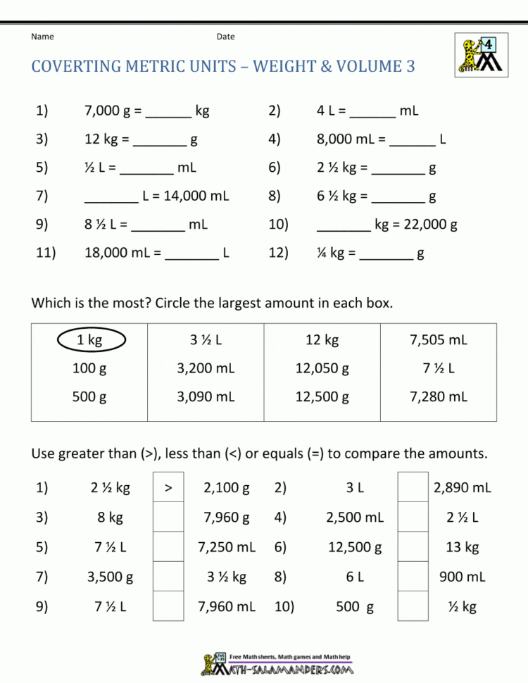 Metric Conversion Worksheet