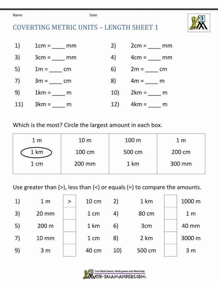 Metric Conversion Worksheet