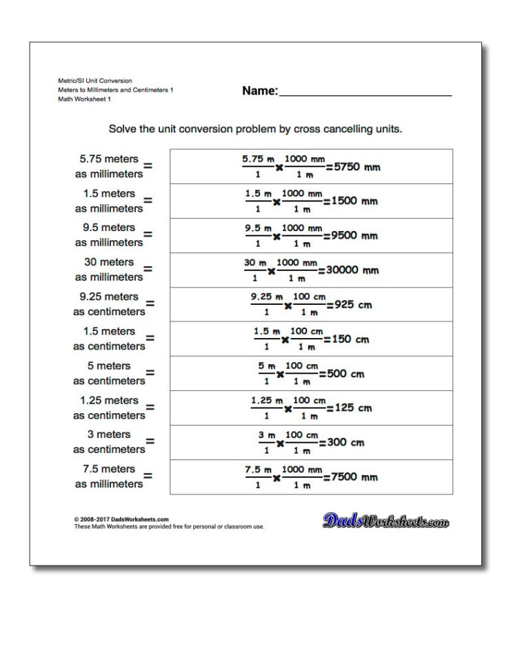 Metric Si Unit Conversions