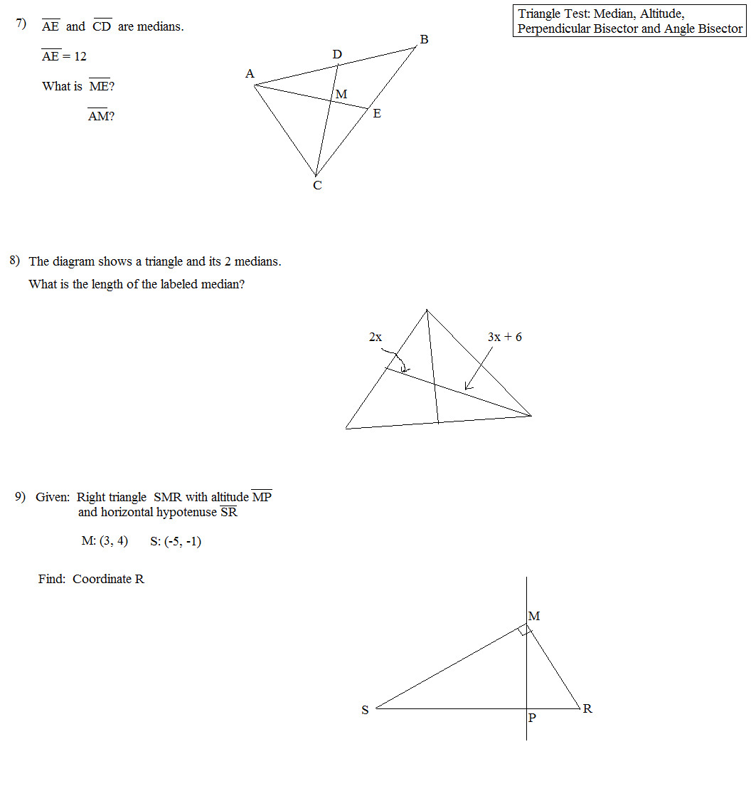 Mfas C Medians And Centroids Worksheet Answers Simple Angles
