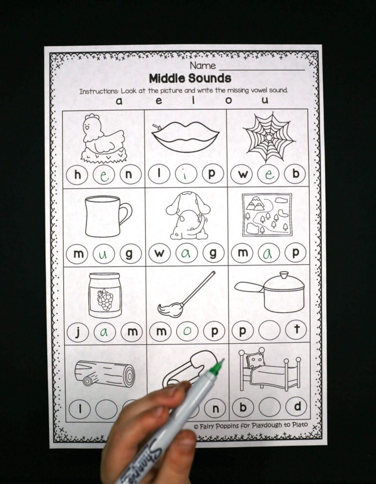 Middle Sounds Worksheets  Playdough To Plato