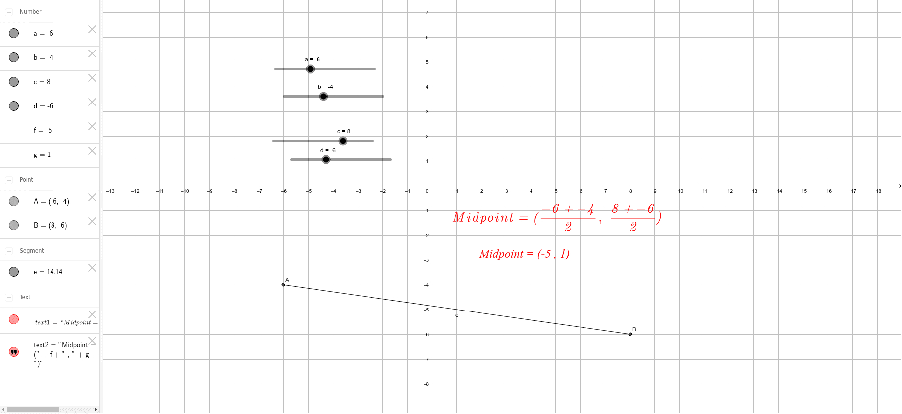 Midpoint Formula – Geogebra