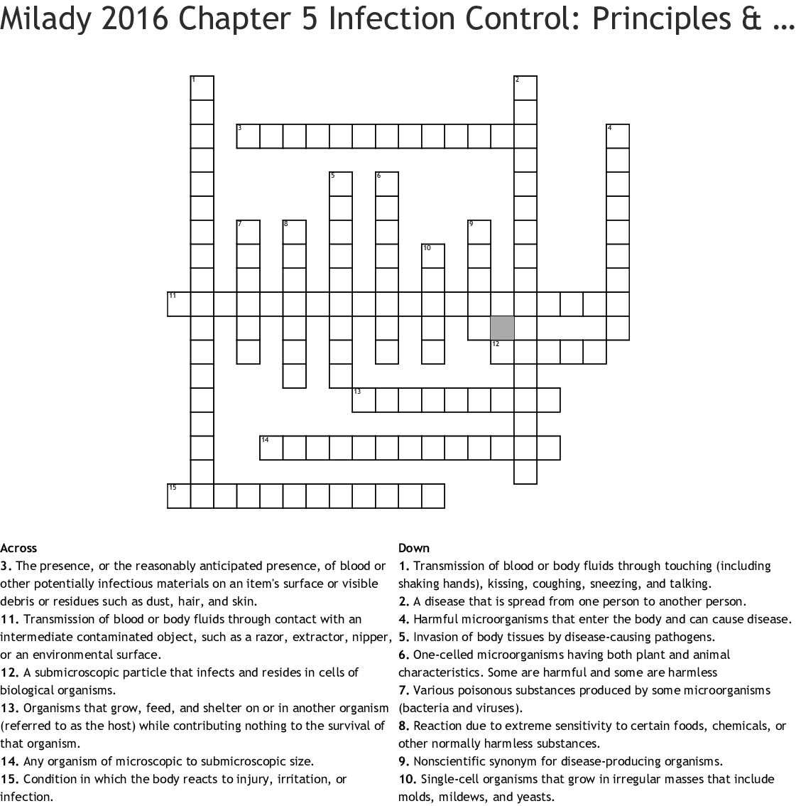 Milady 2016 Chapter 5 Infection Control Principles
