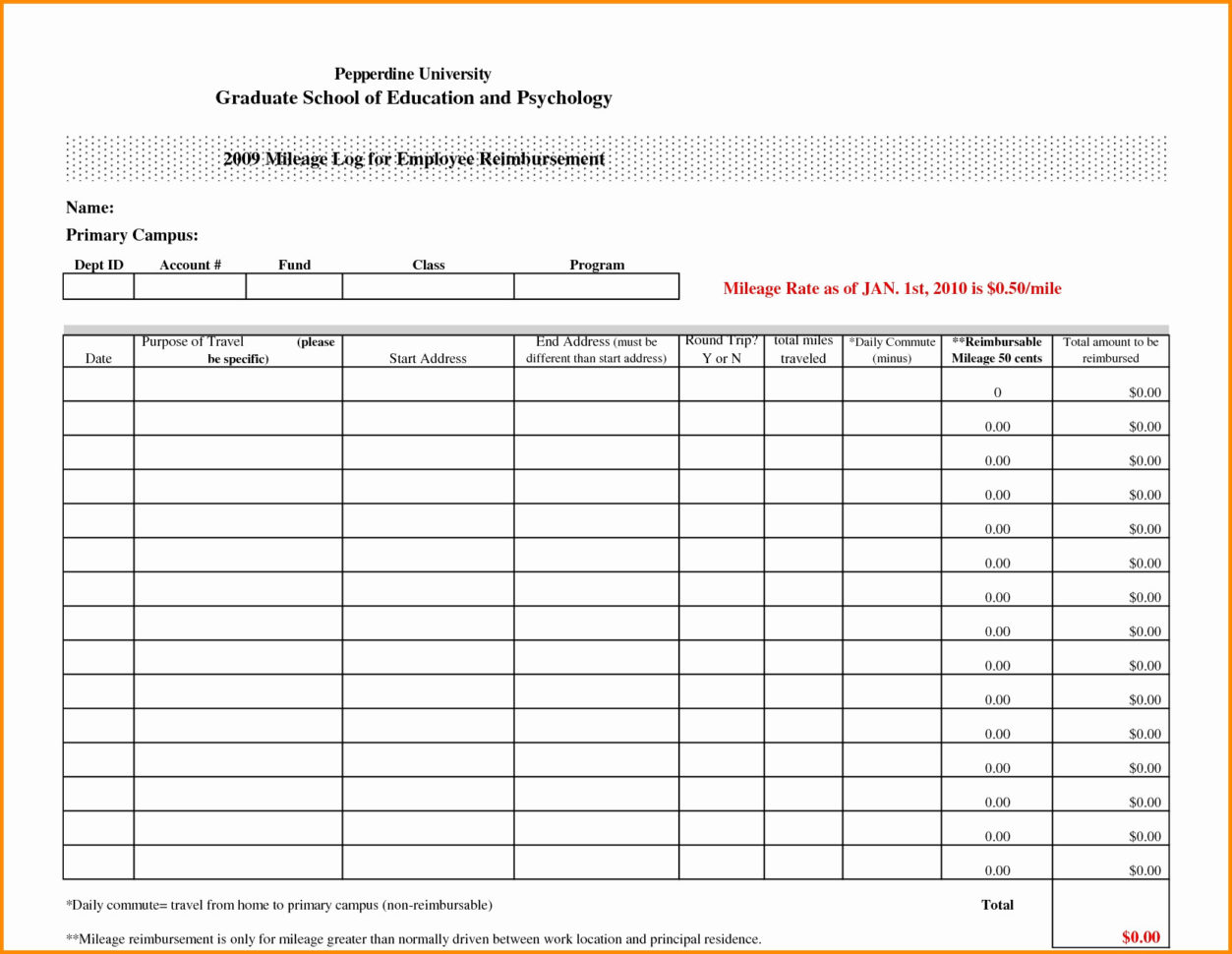 Mileage Spreadsheet For Taxes Or Mileage Worksheet For Taxes