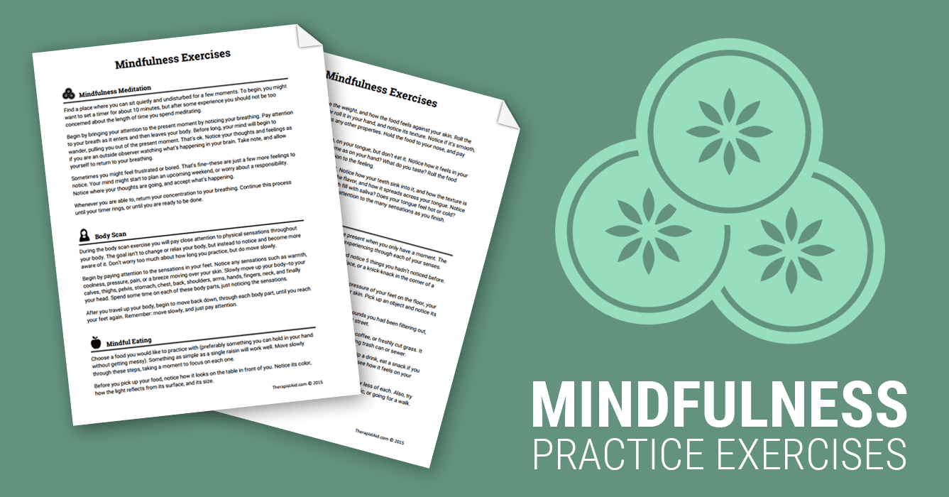 Mindfulness Exercises Worksheet  Therapist Aid