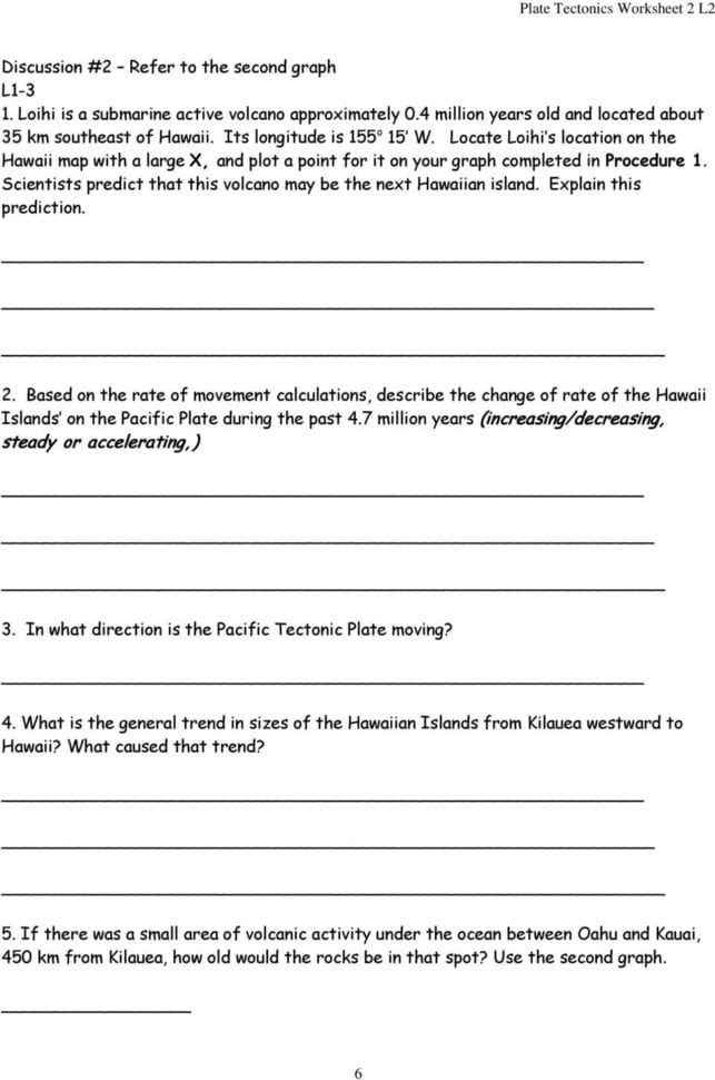 Misp Plate Tectonics Worksheet 2 L2  Pdf