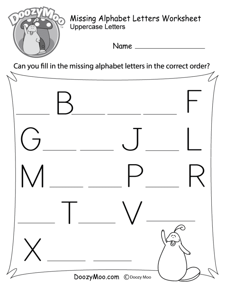 Missing Letter Worksheets Free Printables  Doozy Moo