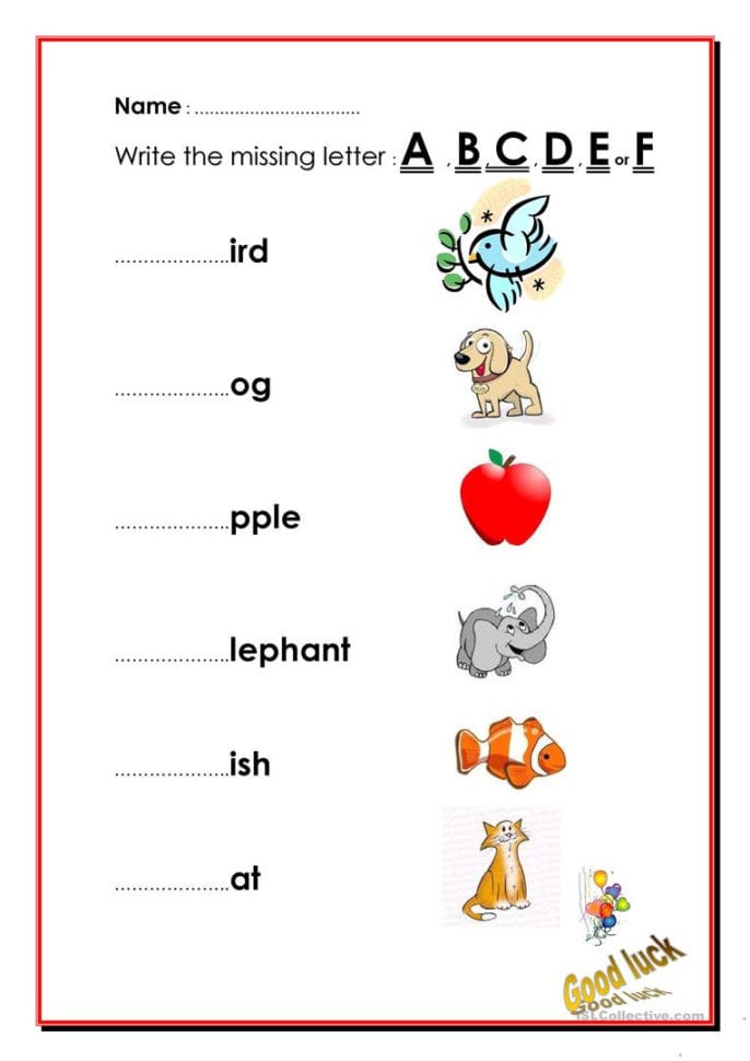 Missing Letters  English Esl Worksheets