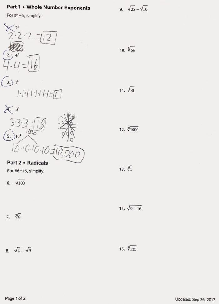 Mistakes Radicals Rational Exponents And Partitioning