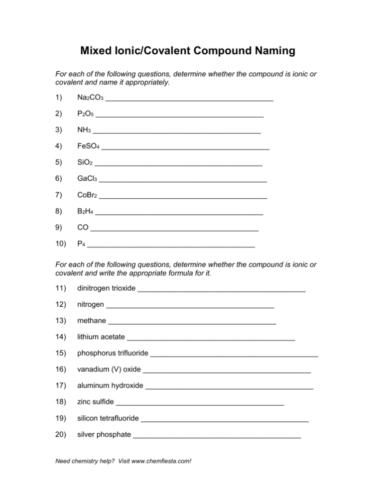 Mixed Ioniccovalent Compound Naming