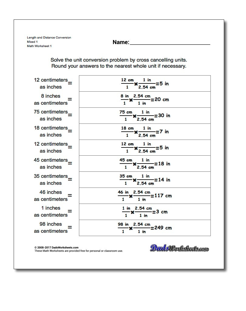 Metric Conversion Worksheet 1 Answer Key Db excel