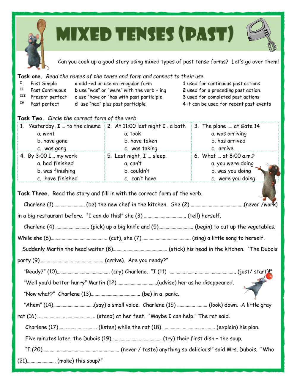 Worksheet 6 13 Imperfect Tense Answers