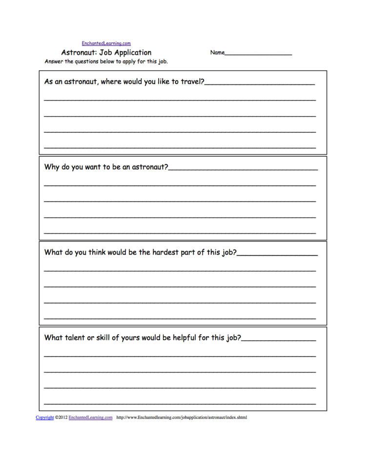 Mock Job Application Writing Prompts To Print