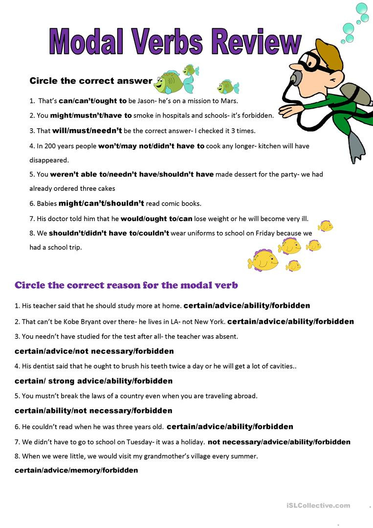 Modal Verbs Quiz Interactive Worksheet Modal Verbs Worksheet For 9th Grade AmishaxyBoyle57z