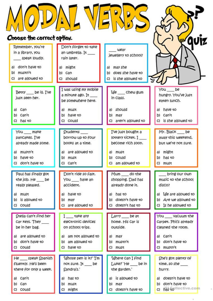 Modal Verbs  Quiz  English Esl Worksheets