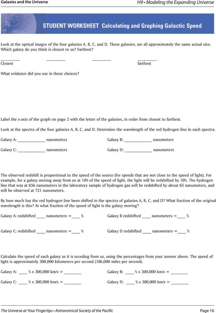 Red Shift Worksheet Answers