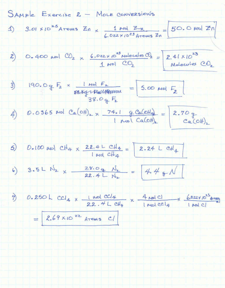 Molar Mass Worksheet Answers