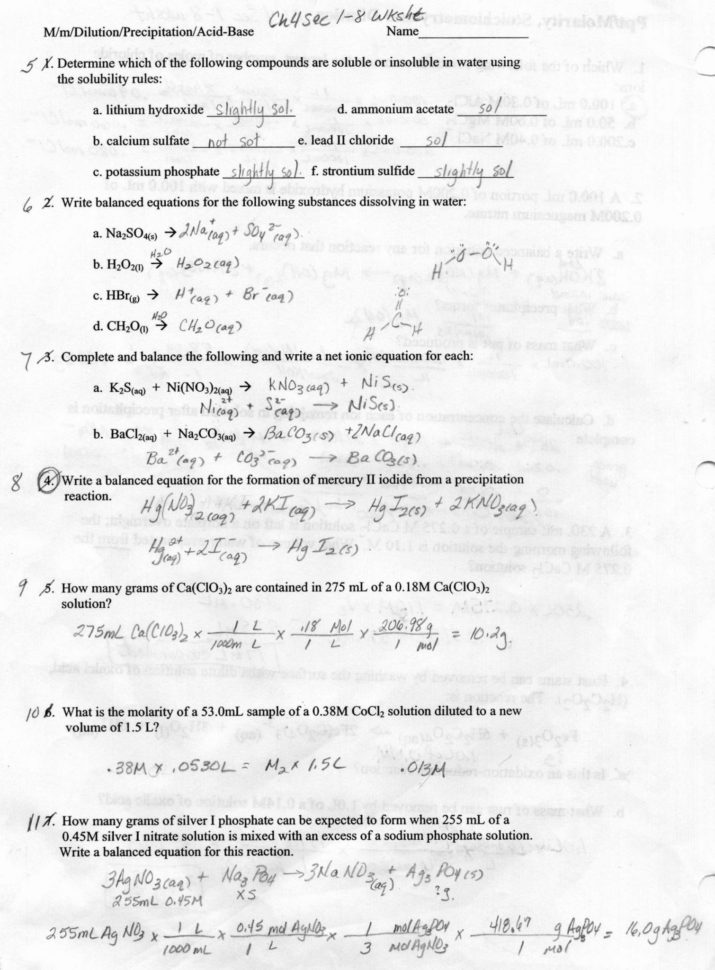 Molaritydilution Worksheet Molaritydilution Worksheet