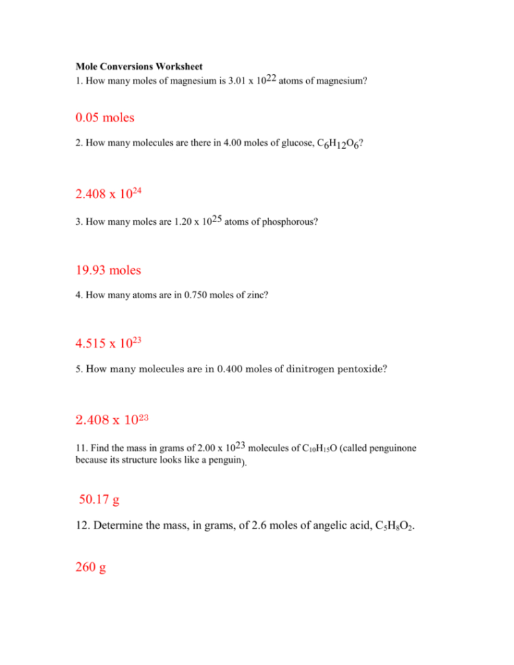 Mole Conversions Worksheet — db-excel.com