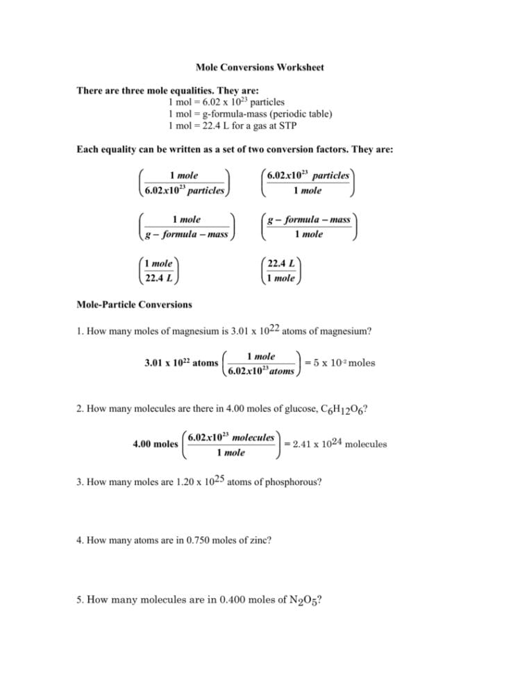 Mole Conversion Cheat Sheet