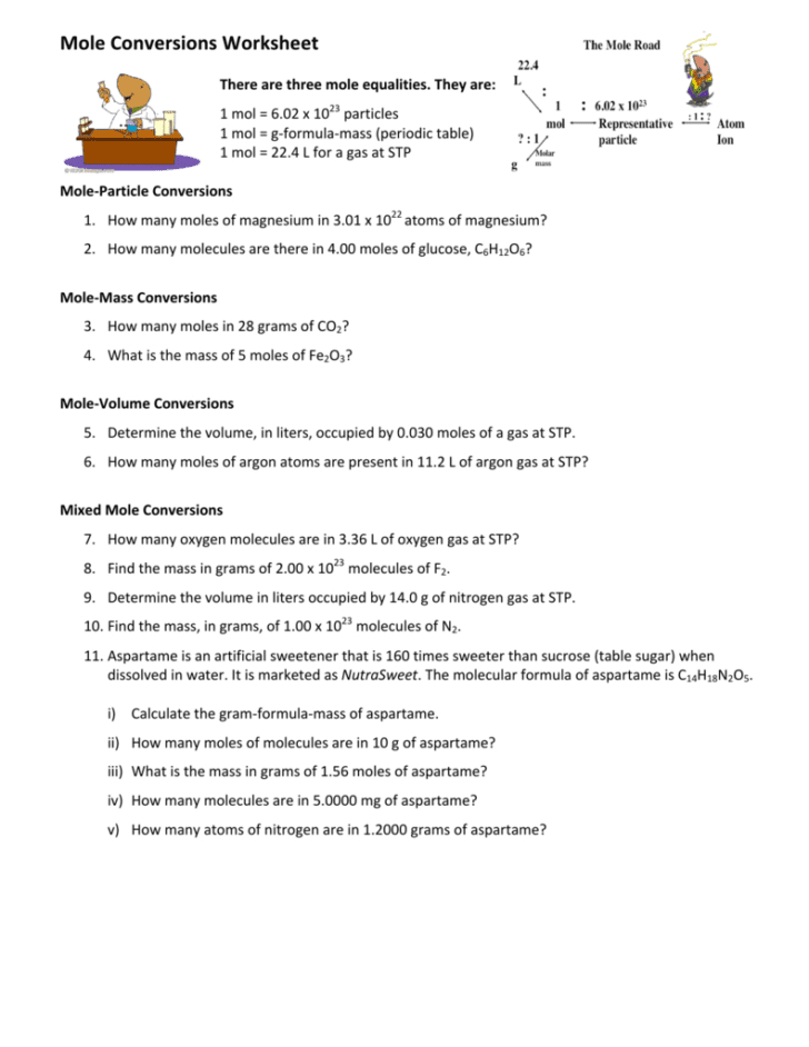 Mole Conversion Worksheet With Answers —