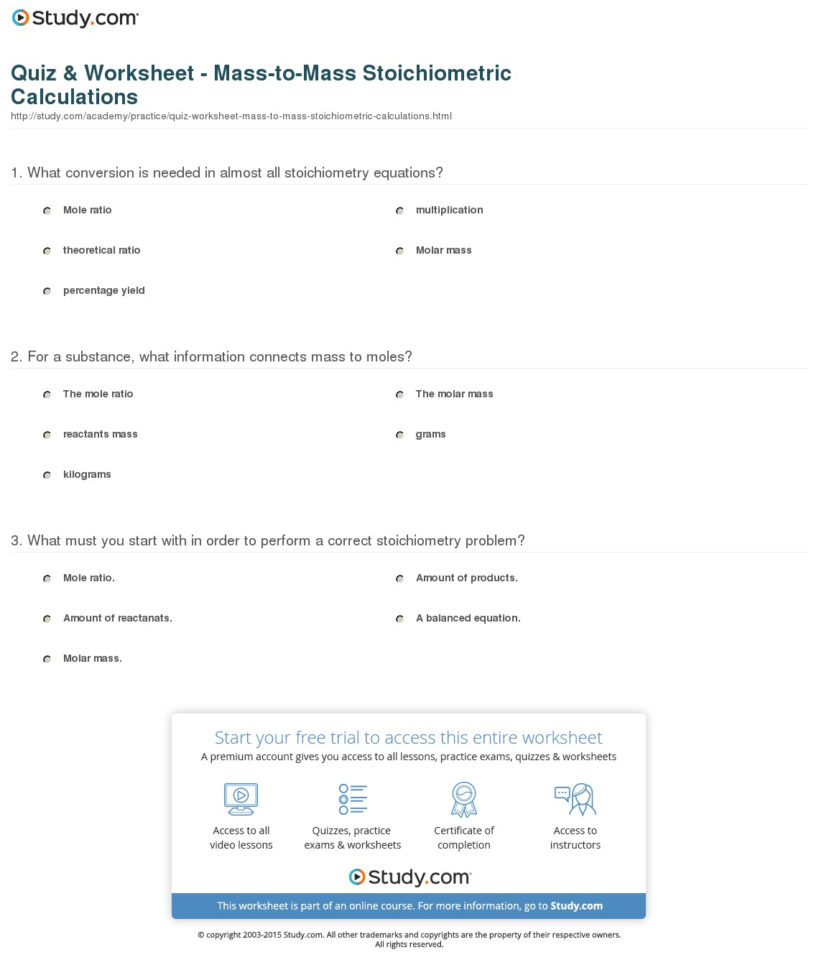 Mole Mass Problems Worksheet Answers Pre Algebra Worksheets Work