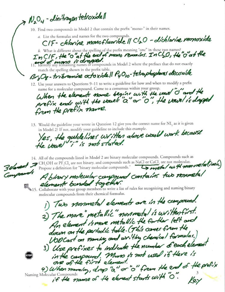 Molecular Compounds Worksheets Answers Molecular Compounds Worksheets Answers