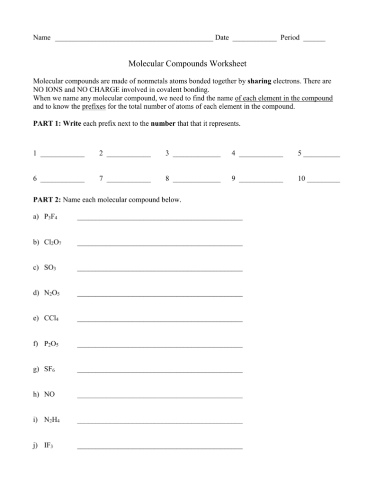 Molecular Compounds Ws