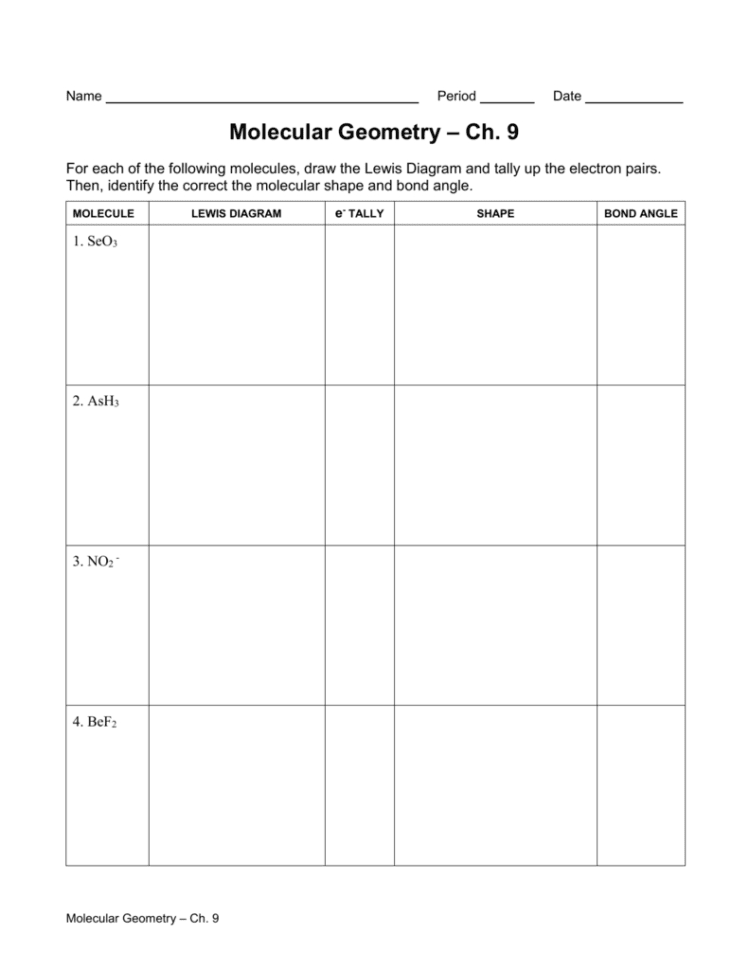 Molecular Geometry Worksheet Answers — Db-excel.com