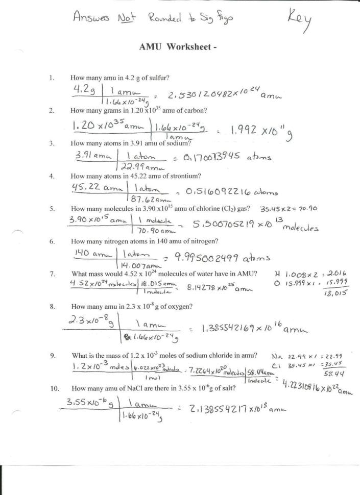 Moles Molecules And Grams Worksheet Answer Key  Pdf