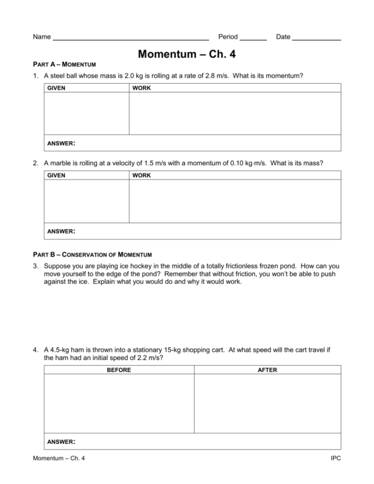 Momentum Worksheet Answers — db-excel.com