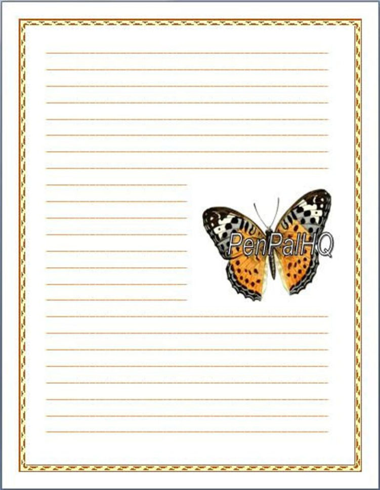 Monarch Butterfly Printable Stationery Sheet Digital Download Instant  Download Lined Stationery Snail Mail Pen Pal Letter Writing Pdf