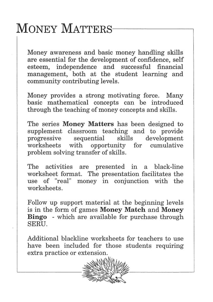 Money Matters Worksheet
