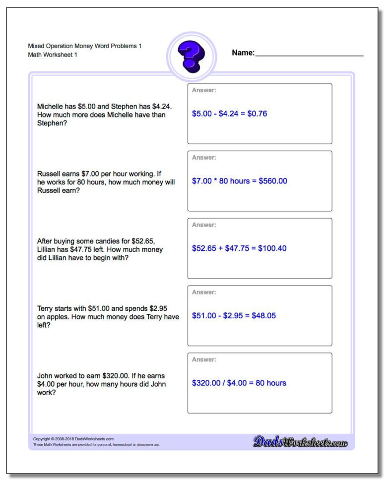 Money Word Problems