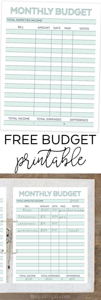 Monthly Budget Planner  Free Printable Budget Worksheet