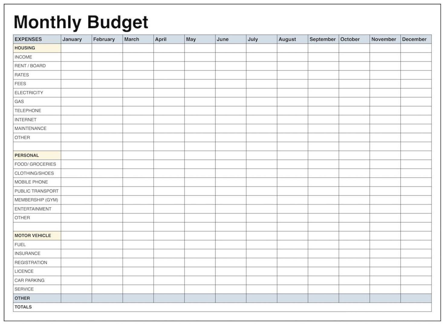 calendar budget template excel