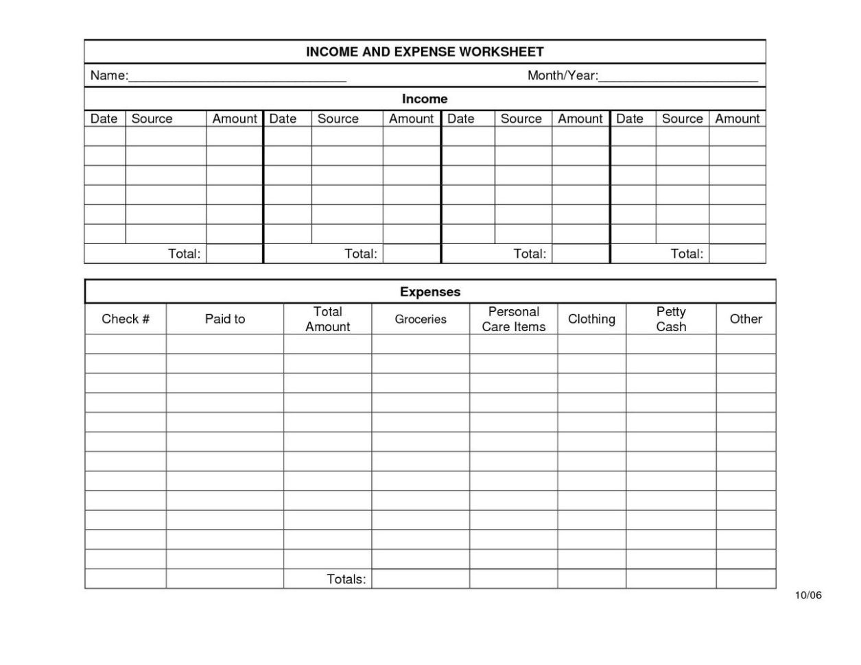 Monthly Business Expenses Sheet  Universal Network