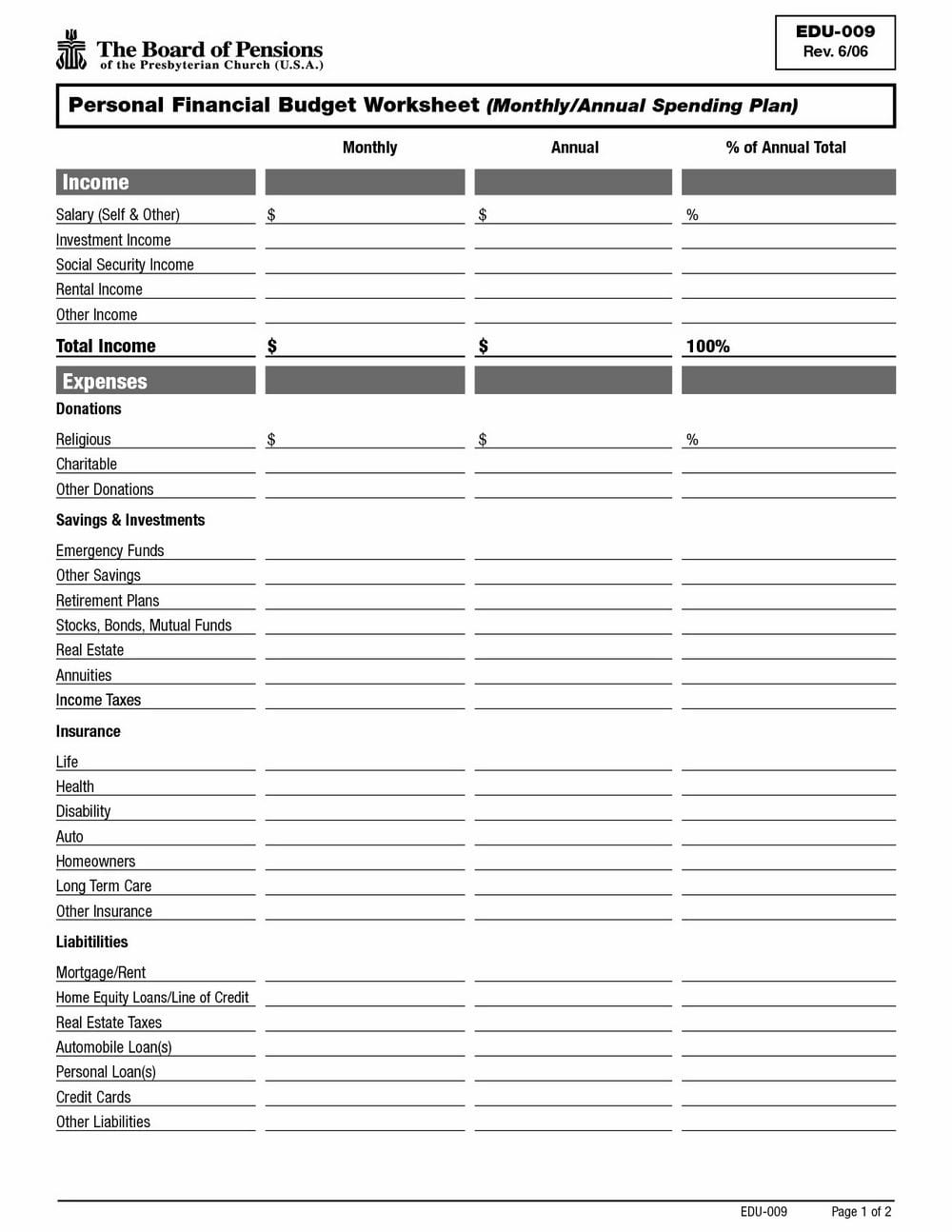 Monthly Retirement Planning Worksheet Answers  Universal