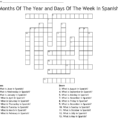 Months Of The Year And Days Of The Week In Spanish Crossword