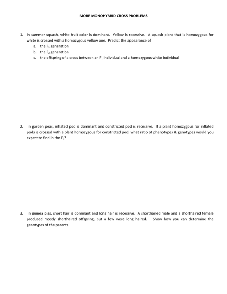 More Monohybrid Cross Problems 28