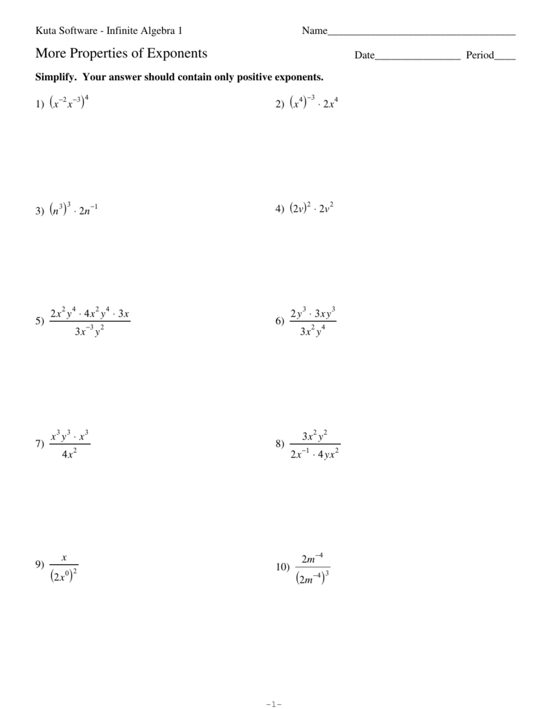 Properties Of Exponents Worksheet Pdf Multiple Choice
