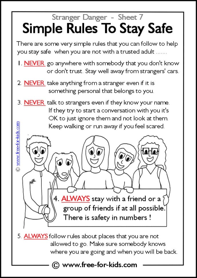 More Stranger Danger Worksheets And Colouring Pages