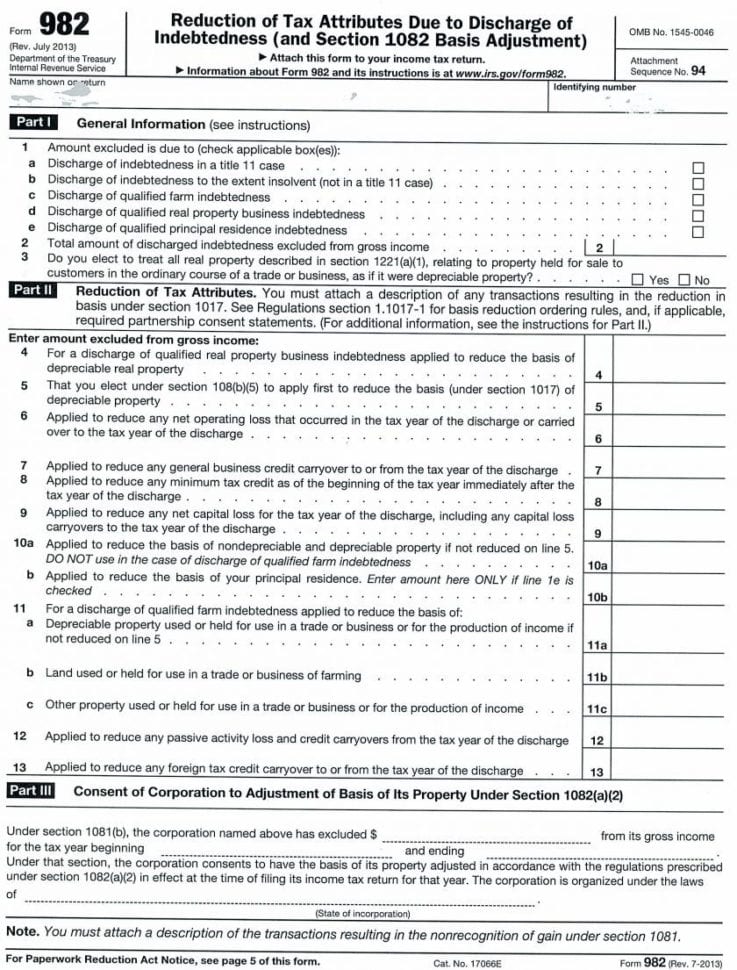 Mortgage Forgiveness Of Phantom Income For Short Sales Form