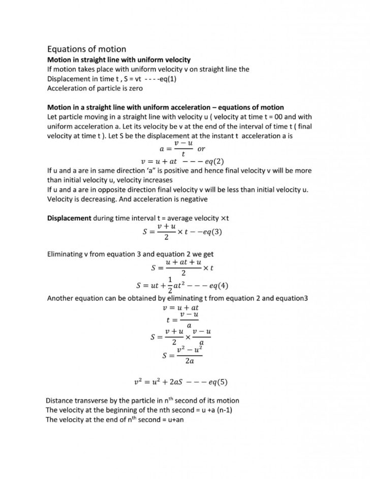Motion In One Dimension Worksheet Answers — db-excel.com