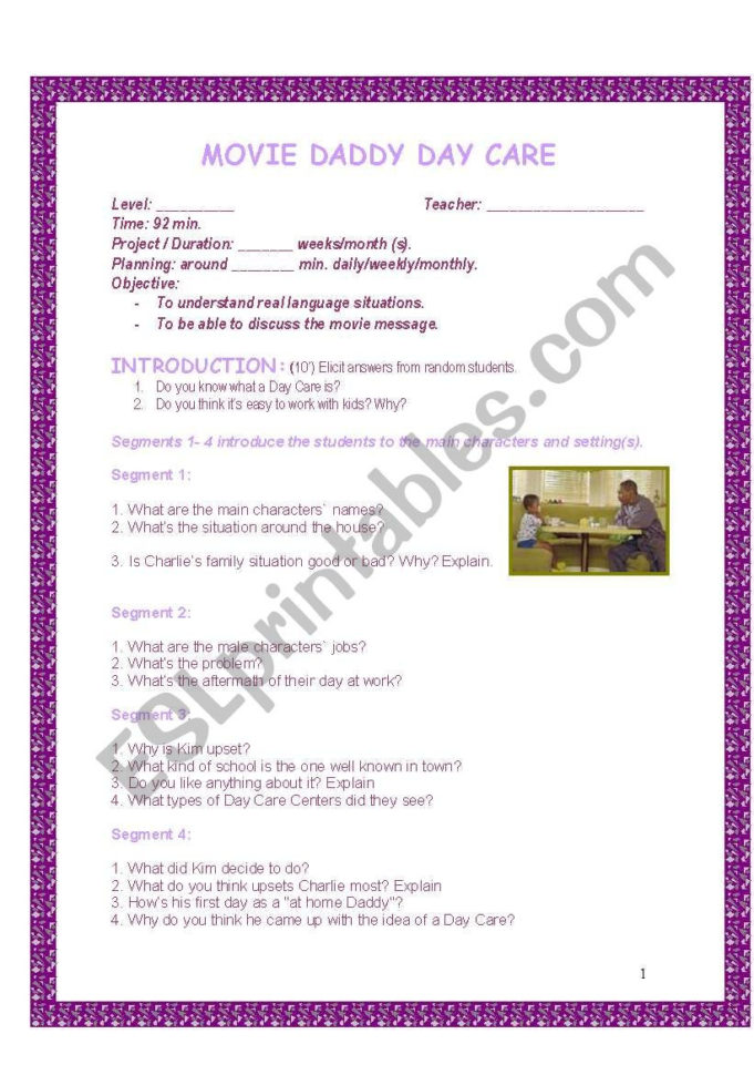 Movie Daddy Day Care  Teacher´s Guide And Students