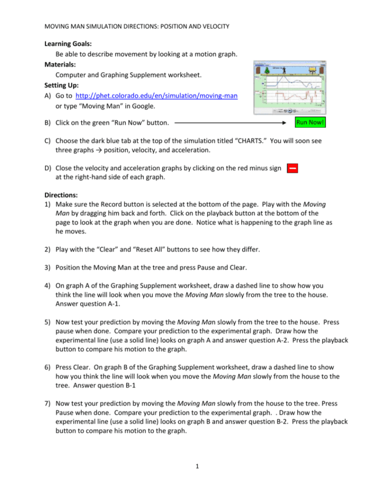 Moving Man Simulation Directions Position And
